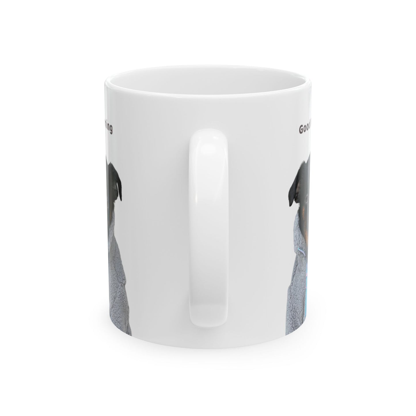 Charlie Grillon Ceramic Mug — "Good Morning" Funny Dog Portrait Coffee Cup (11oz & 15oz)