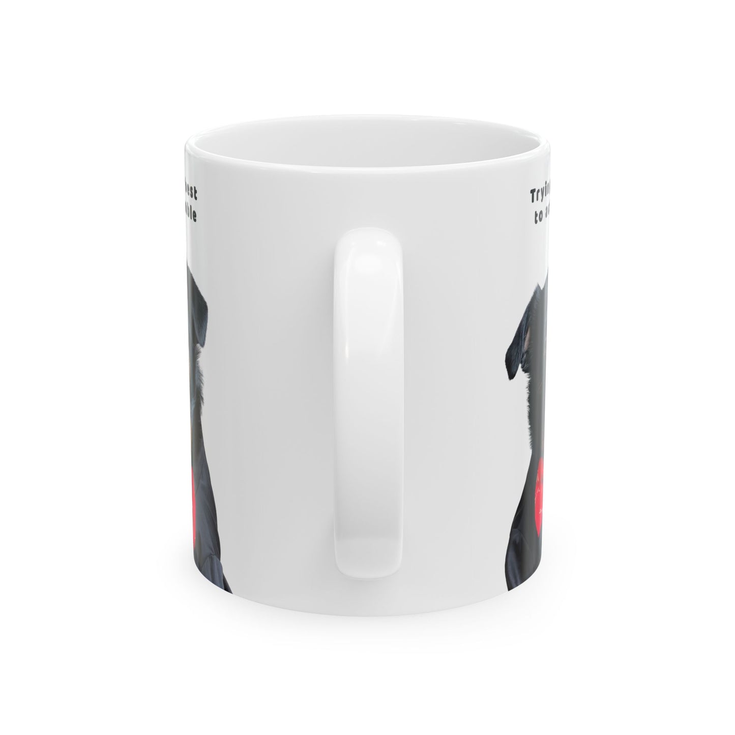 Charlie Grillon Mug — "Trying My Best To Act Humble" Grumpy Pet Portrait Ceramic Coffee Cup (11oz, 15oz)