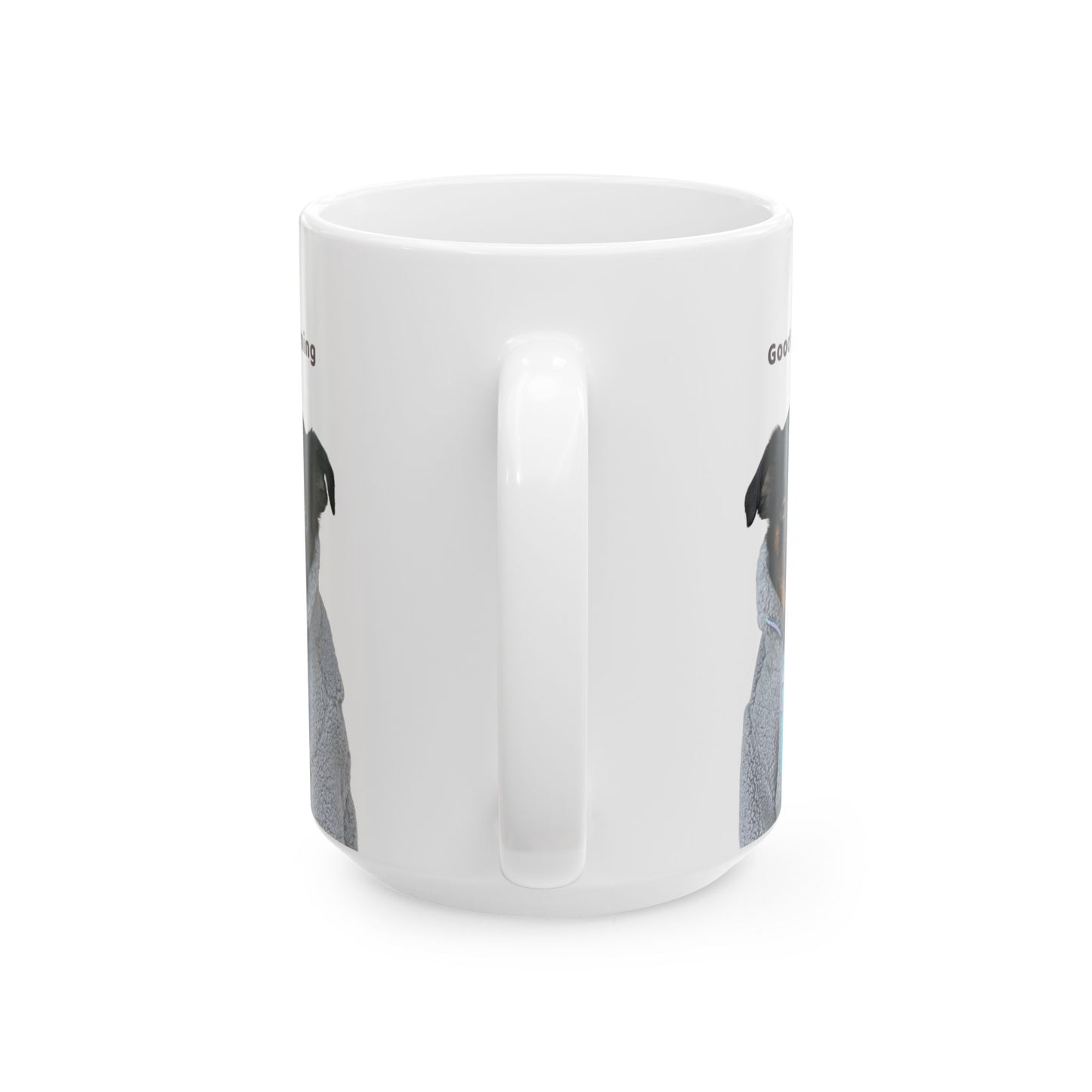 Charlie Grillon Ceramic Mug — "Good Morning" Funny Dog Portrait Coffee Cup (11oz & 15oz)