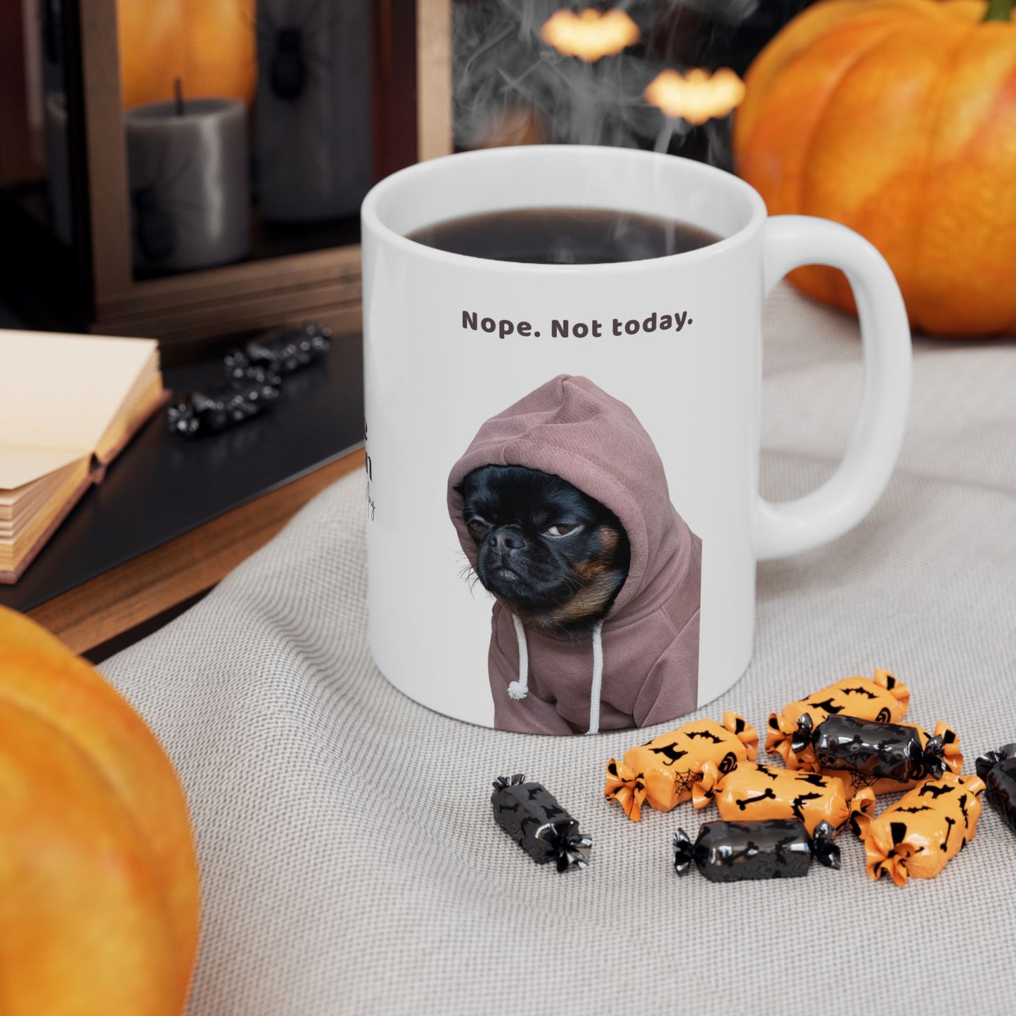 Charlie Grillon Mug - 'Nope. Not today.'  Grumpy Dog Photo Coffee Cup