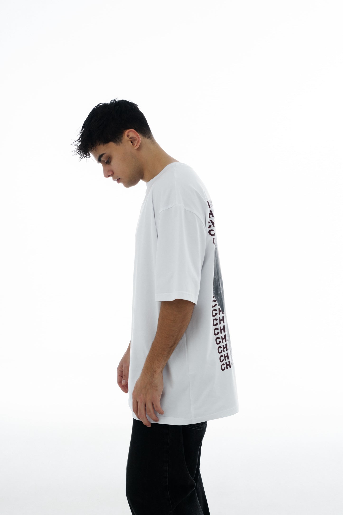 Oversized Unisex Cotton T-Shirt with "Charlie Griffon" Print – White