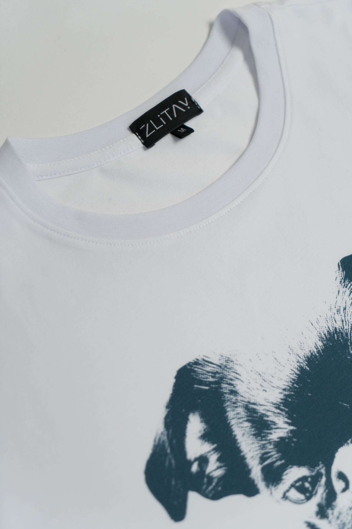 White Oversized Unisex Cotton T-Shirt with "Charlie Griffon" Print